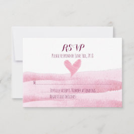 Roze Hart Waterverf bruiloft RSVP Kaart