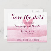 Roze hart Waterverf Handgeschilderd Bewaar de datu Aankondigingskaart (Voorkant / Achterkant)