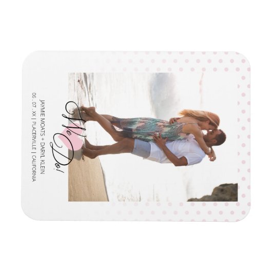 Roze hart We citeren pooldots foto bruiloft Magneet (Horizontaal)