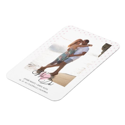 Roze hart We citeren pooldots foto bruiloft Magneet (Linkerzijde)