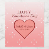 Roze hart wijn etiket (Enkel label)