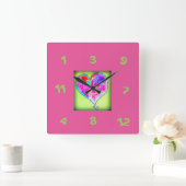 roze hart willekeurig nummer vierkante klok (Huis)