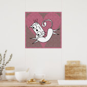 Roze Hart Wit Kat Print (Keuken)