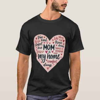 Roze Hart Woordwolk MOEDER Is Mijn Thuis Typografi T-shirt