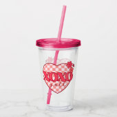 Roze hart Xoxo Hugs en Kisses Acryl Drinkbeker (Achterkant)