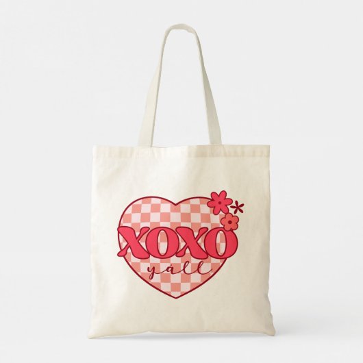Roze hart Xoxo Hugs en Kisses Tote Bag (Achterkant)