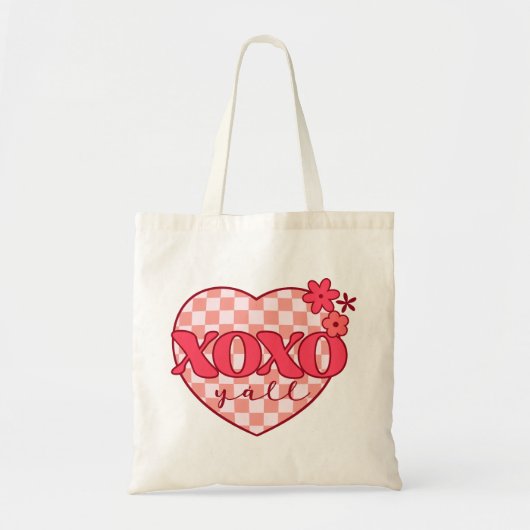 Roze hart Xoxo Hugs en Kisses Tote Bag (Voorkant)