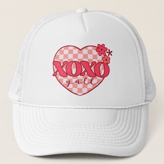 Roze hart Xoxo Hugs en Kisses Trucker Pet (Voorkant)