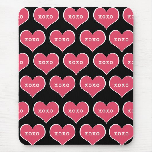 Roze Hart XOXO Mousepad Muismat (Voorkant)
