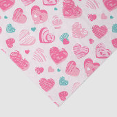 Roze Hart Zoete Romantische Patroon Valentijnsdag Tissuepapier (Detail)