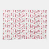 Roze Hart Zoete Valentijn Illustratiepatroon Theedoek (Horizontaal)