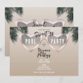 Roze Hart Zonnebril Chique Sweet 16 Pool Party Kaart (Voorkant / Achterkant)