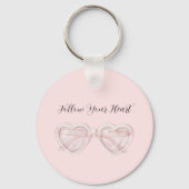Roze Hart Zonnebril Citaat Sleutelhanger (Voorkant)