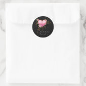 Roze Hart Zwart Bruiloft Favor Label Stickers (Tas)