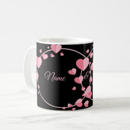 Roze Hart Zwarte Geometrische Trouwfeest Elegant Koffiemok