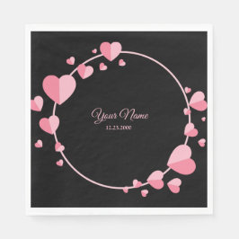 Roze Hart Zwarte Geometrische Trouwfeest Elegant Servet