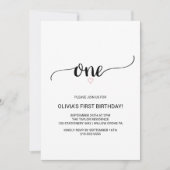 Roze hart | Zwarte kalligrafie, eerste verjaardag Kaart (Voorkant)