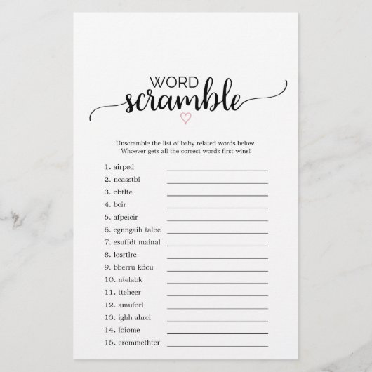 Roze hart | Zwarte kalligrafie mama of papa Game (Achterkant)