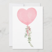 Roze hartballon Baby shower Kaart (Achterkant)