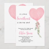 Roze hartballon Baby shower Kaart (Voorkant / Achterkant)