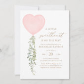 Roze Hartballon Eucalyptus Baby shower Kaart (Voorkant)