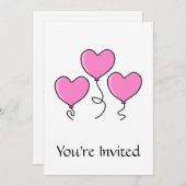 Roze hartballon met zwarte omtrek. kaart (Voorkant / Achterkant)