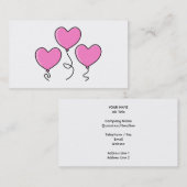 Roze hartballon met zwarte omtrek. visitekaartje (Voorkant / Achterkant)