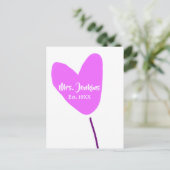 Roze hartballon Mevrouw naam est. Liefdejaar toevo Briefkaart (Staand voorkant)