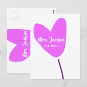 Roze hartballon Mevrouw naam est. Liefdejaar toevo Briefkaart (Voorkant / Achterkant)