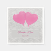 Roze hartballonnen bruiloft Napkins Servet (Voorkant)