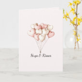 Roze Hartballonnen Valentijnsdag   Kaart (Gele Bloem)