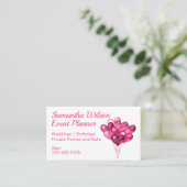 Roze hartballonnen visitekaartje (Staand voorkant)