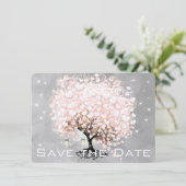 Roze Hartblad Boom Bewaar de Datum Save The Date (Staand voorkant)