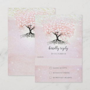 Roze Hartblad Boom Landelijke Trouw-RSVP In Kaart