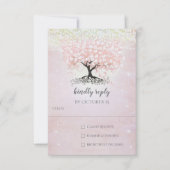 Roze Hartblad Boom Landelijke Trouw-RSVP Kaart (Voorkant)