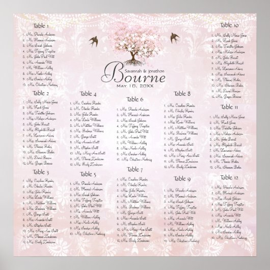 Roze Hartblad Boom Poster (Voorkant)