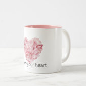 Roze Hartbloem Tweekleurige Koffiemok (Voorkant rechts)