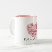 Roze Hartbloem Tweekleurige Koffiemok (Voorkant links)