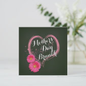 Roze hartbloemen Moederdag Brunch Uitnodiging (Staand voorkant)