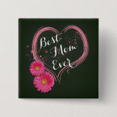 Roze hartbloemen Moederdag - Button (Voorkant)