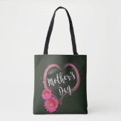 Roze hartbloemen Moederdag - Canvas tas (Voorkant)