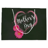 Roze hartbloemen Moederdag - Grote Gift Bag Large Cadeautasje (Achterkant)