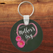 Roze hartbloemen Moederdag - Sleutelhanger (Voorkant)
