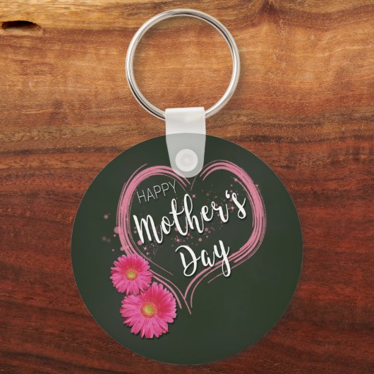 Roze hartbloemen Moederdag - Sleutelhanger (Voorkant)