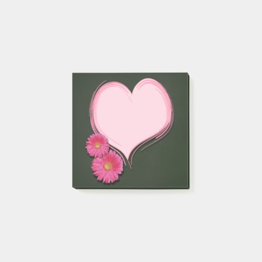 Roze hartbloemen - Post-it® notes (Voorkant)