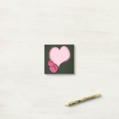 Roze hartbloemen - Post-it® notes (Op bureau)