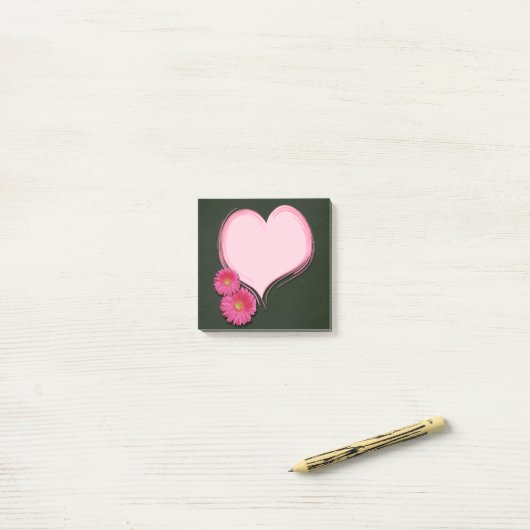 Roze hartbloemen - Post-it® notes (Op bureau)
