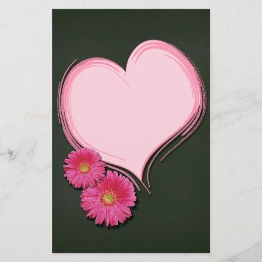 Roze hartbloemen - Stationery Letterhead Briefpapier (Voorkant)