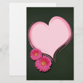 Roze hartbloemen - Stationery Letterhead Briefpapier (Voorkant / Achterkant)