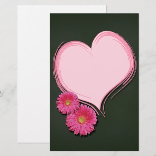 Roze hartbloemen - Stationery Letterhead Briefpapier (Voorkant / Achterkant)